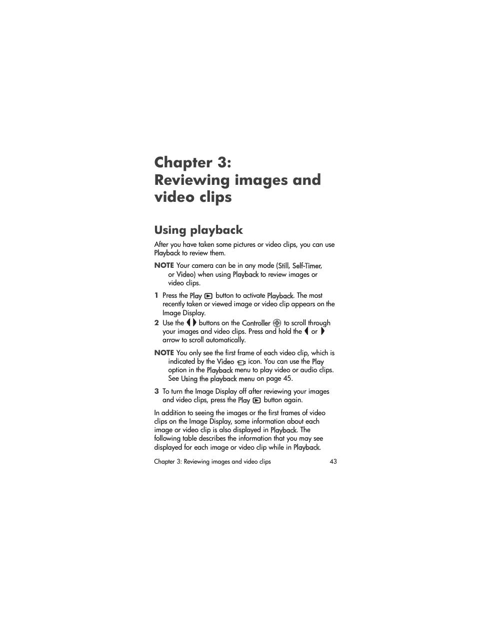 Chapter 3: reviewing images and video clips, Using playback, Chapter 3 | Reviewing images and video clips | HP 850 User Manual | Page 43 / 112