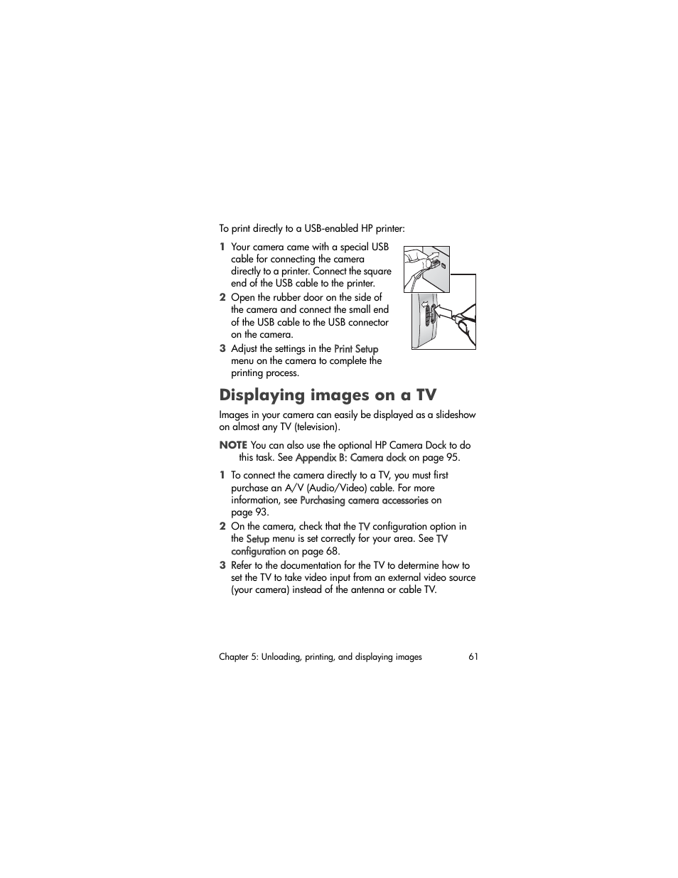 Displaying images on a tv | HP 850 User Manual | Page 61 / 112