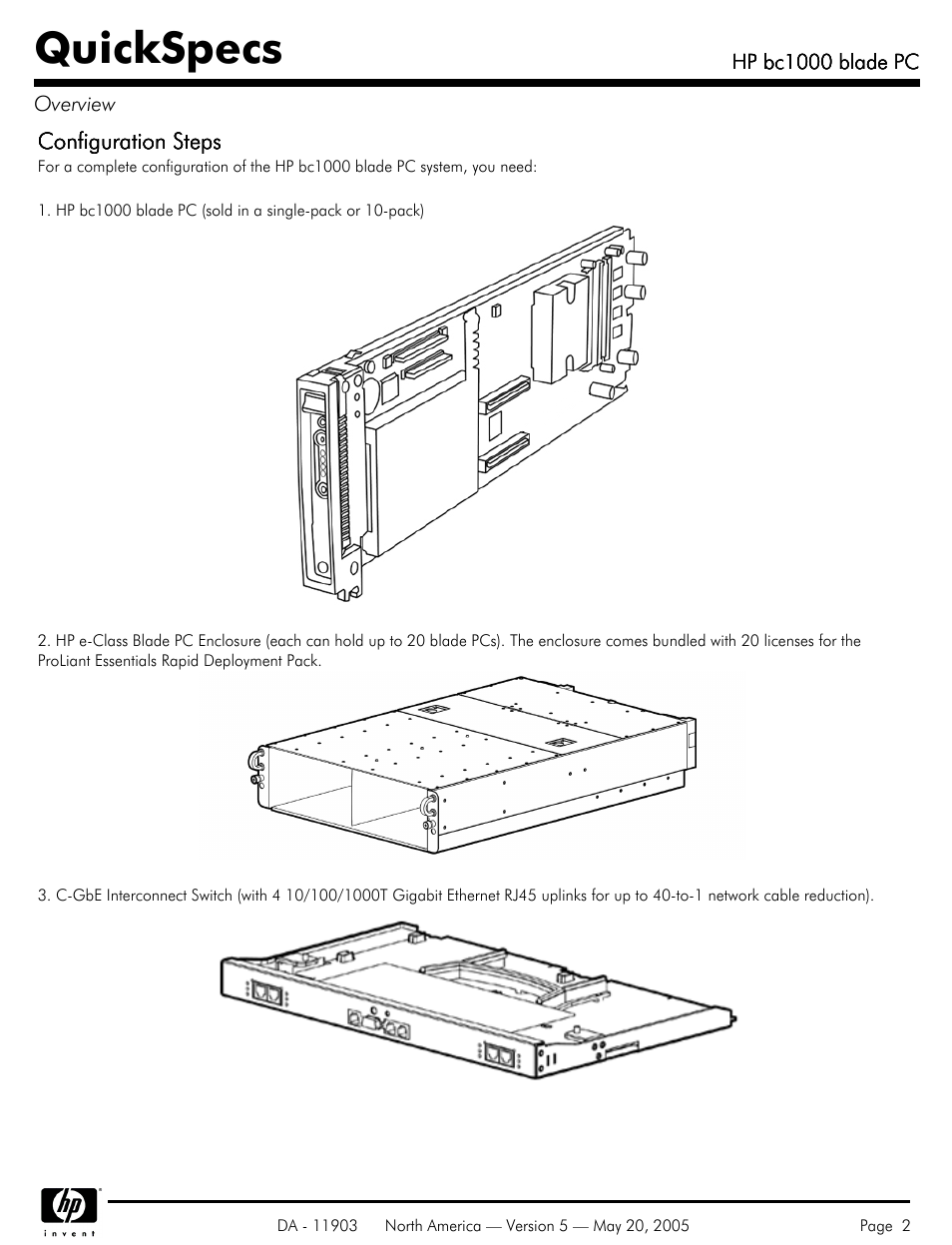 Quickspecs | HP blade PC bc1000 User Manual | Page 2 / 18
