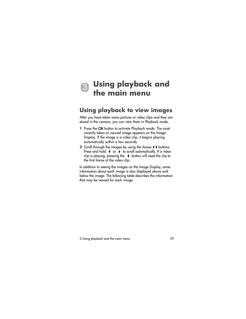 Using playback and the main menu, Using playback to view images | HP photosmart 720 User Manual | Page 29 / 88