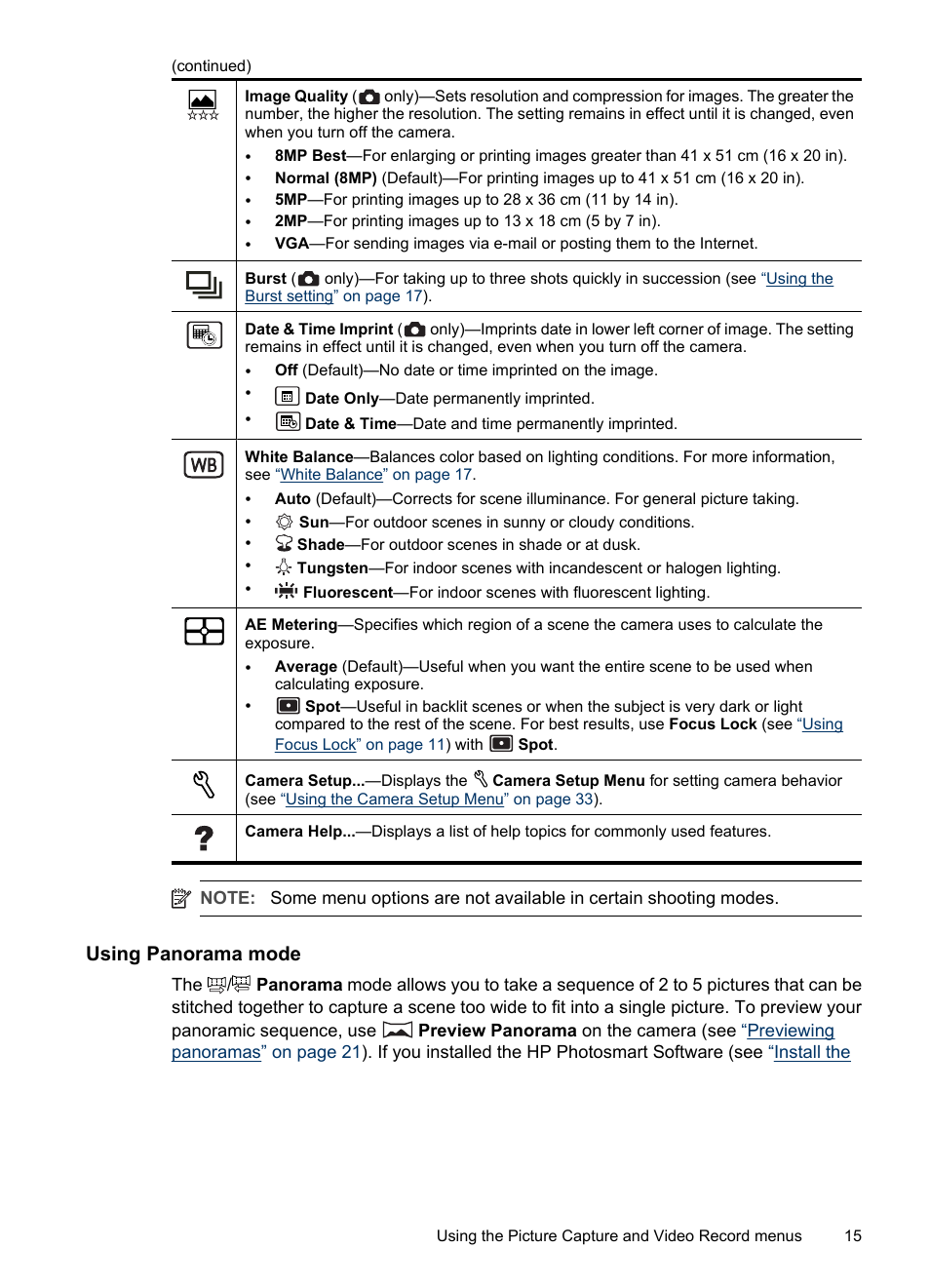Using panorama mode | HP Photosmart M730 Series User Manual | Page 17 / 50