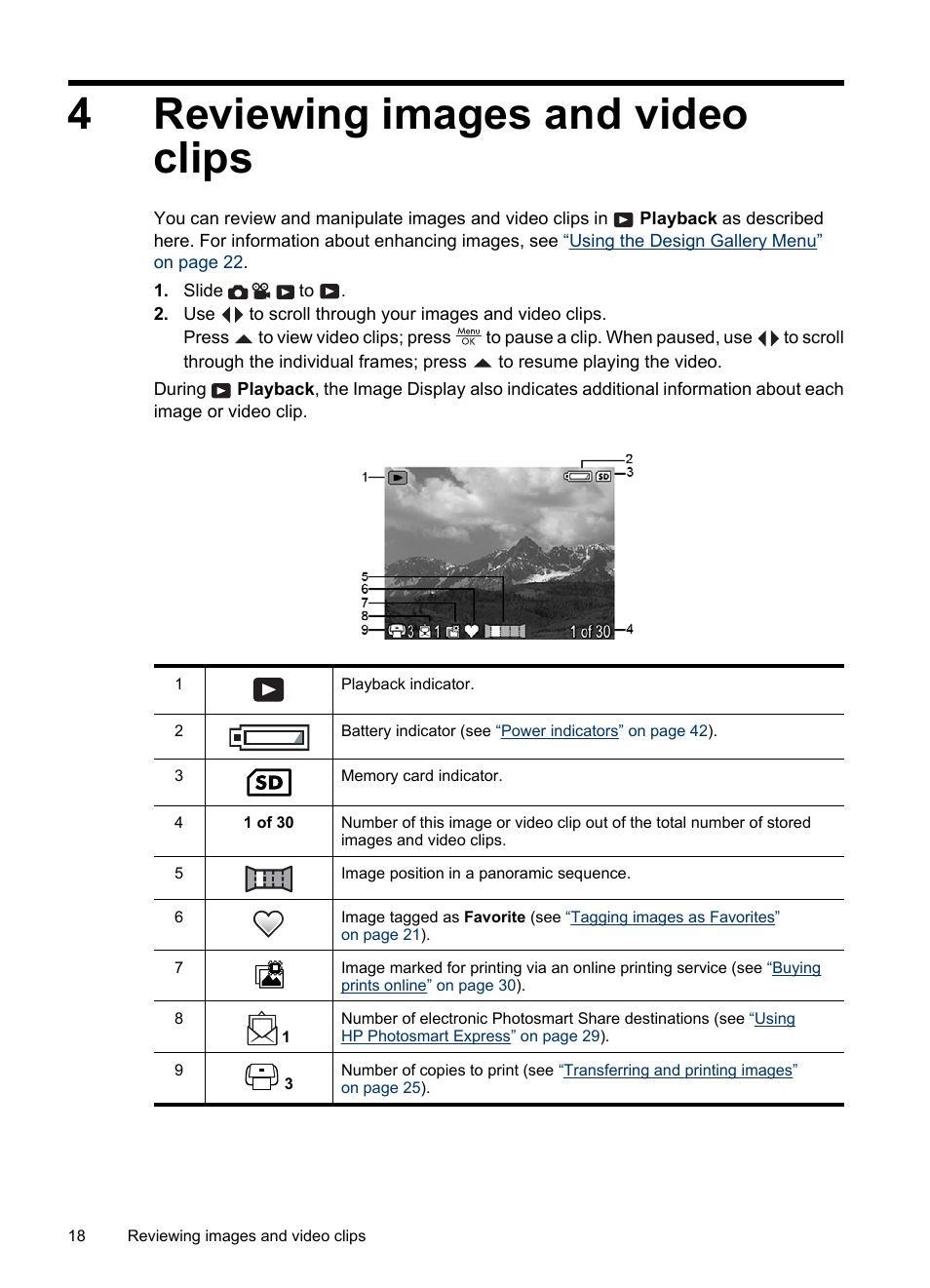 Reviewing images and video clips, 4 reviewing images and video clips, 4reviewing images and video clips | HP Photosmart M730 Series User Manual | Page 20 / 50