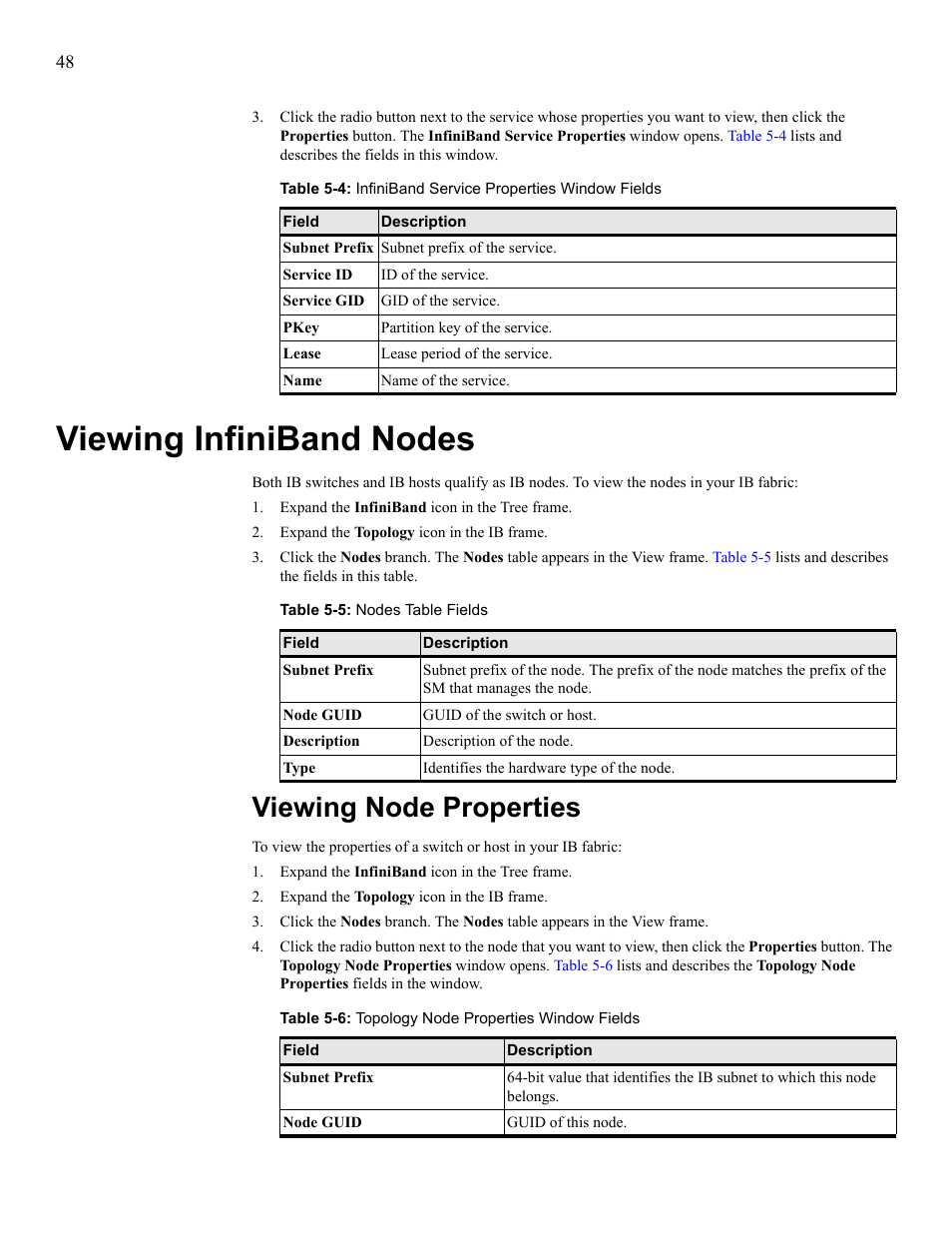 Viewing infiniband nodes, Viewing node properties, View infiniband nodes | View node properties | HP 377707-002 User Manual | Page 56 / 92