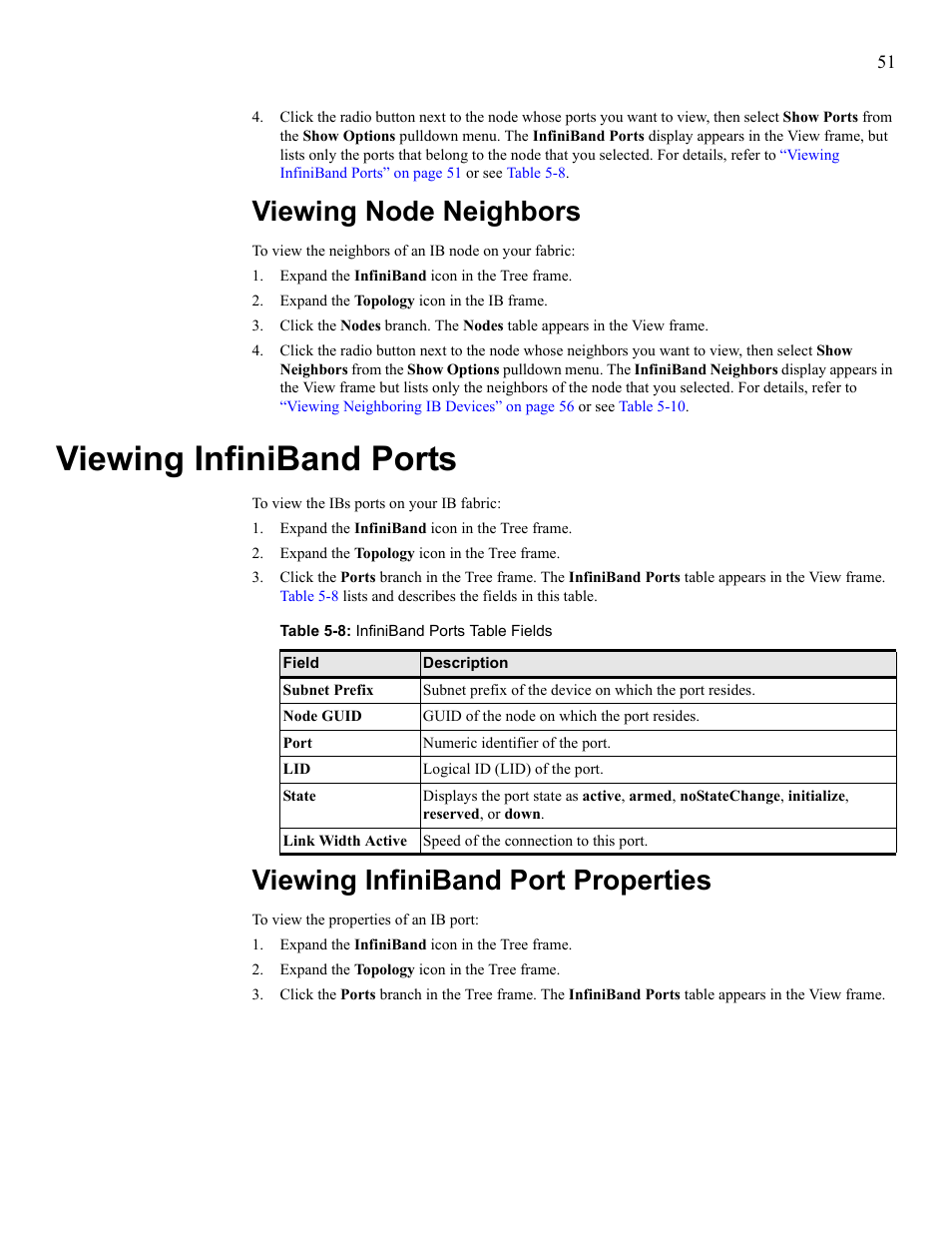 Viewing node neighbors, Viewing infiniband ports, Viewing infiniband port properties | View node neighbors, View infiniband ports, View infiniband port properties | HP 377707-002 User Manual | Page 59 / 92