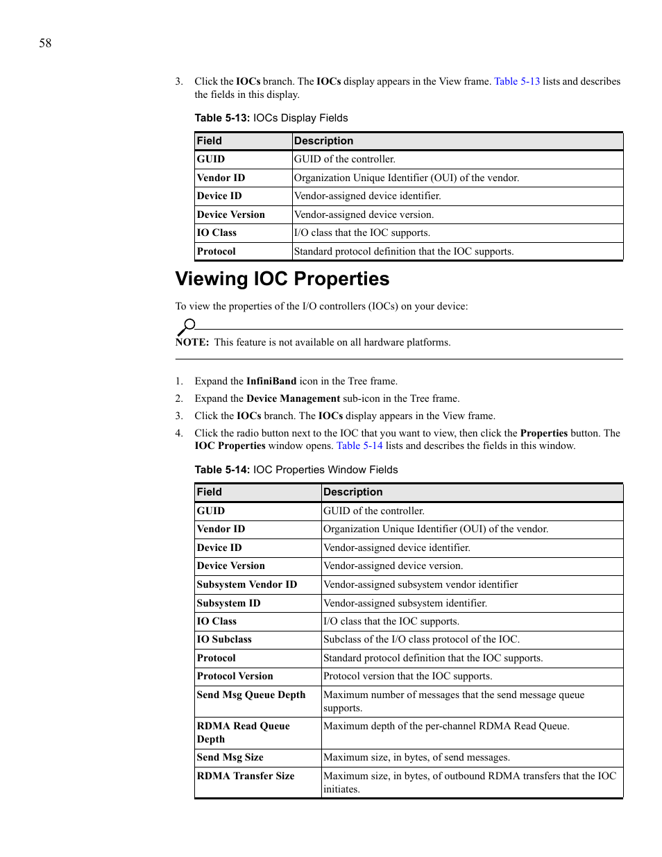 Viewing ioc properties, View ioc properties | HP 377707-002 User Manual | Page 66 / 92