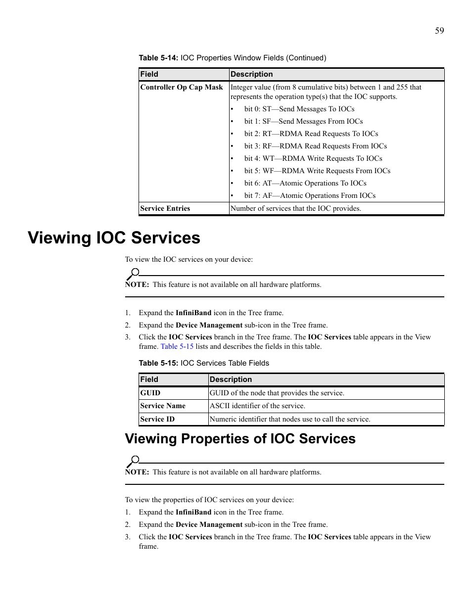 Viewing ioc services, Viewing properties of ioc services, View ioc services | View properties of ioc services | HP 377707-002 User Manual | Page 67 / 92