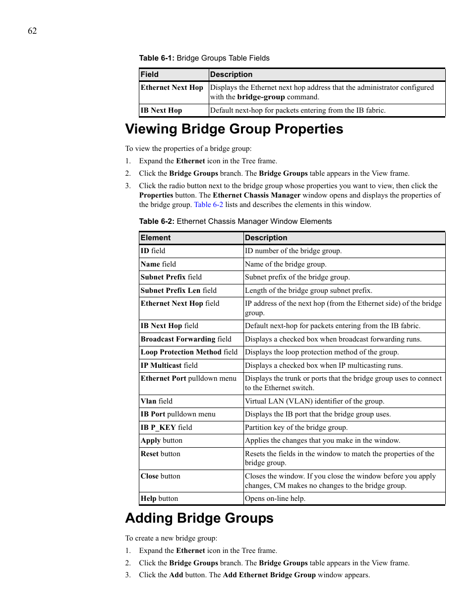 Viewing bridge group properties, Adding bridge groups, View bridge group properties add bridge groups | HP 377707-002 User Manual | Page 70 / 92