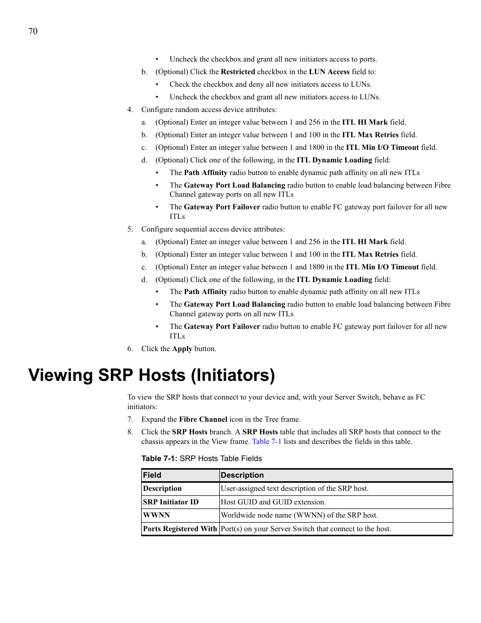 Viewing srp hosts (initiators), View srp hosts (initiators) | HP 377707-002 User Manual | Page 78 / 92