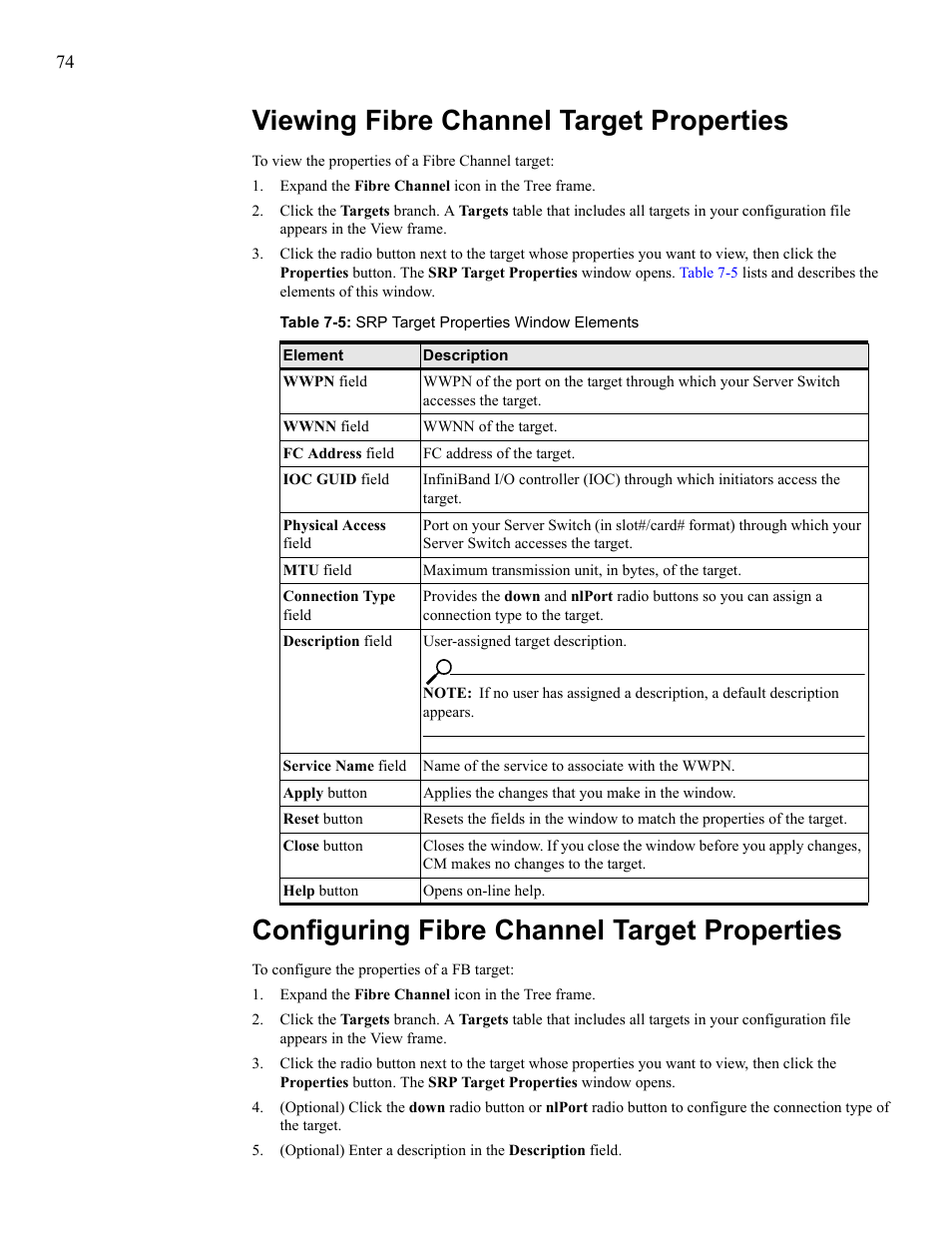 Viewing fibre channel target properties, Configuring fibre channel target properties | HP 377707-002 User Manual | Page 82 / 92