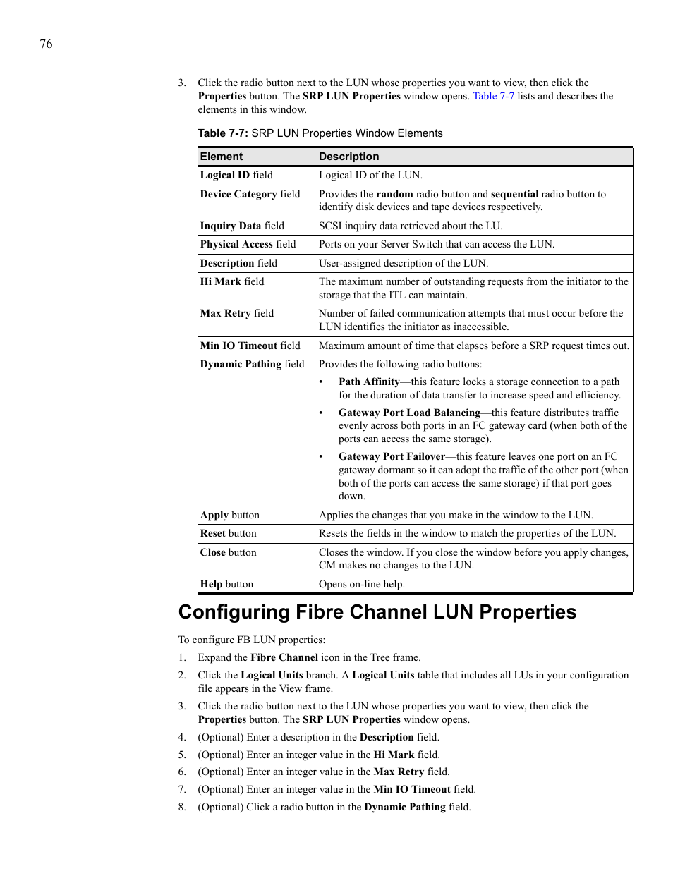 Configuring fibre channel lun properties, Configure fibre channel lun properties | HP 377707-002 User Manual | Page 84 / 92