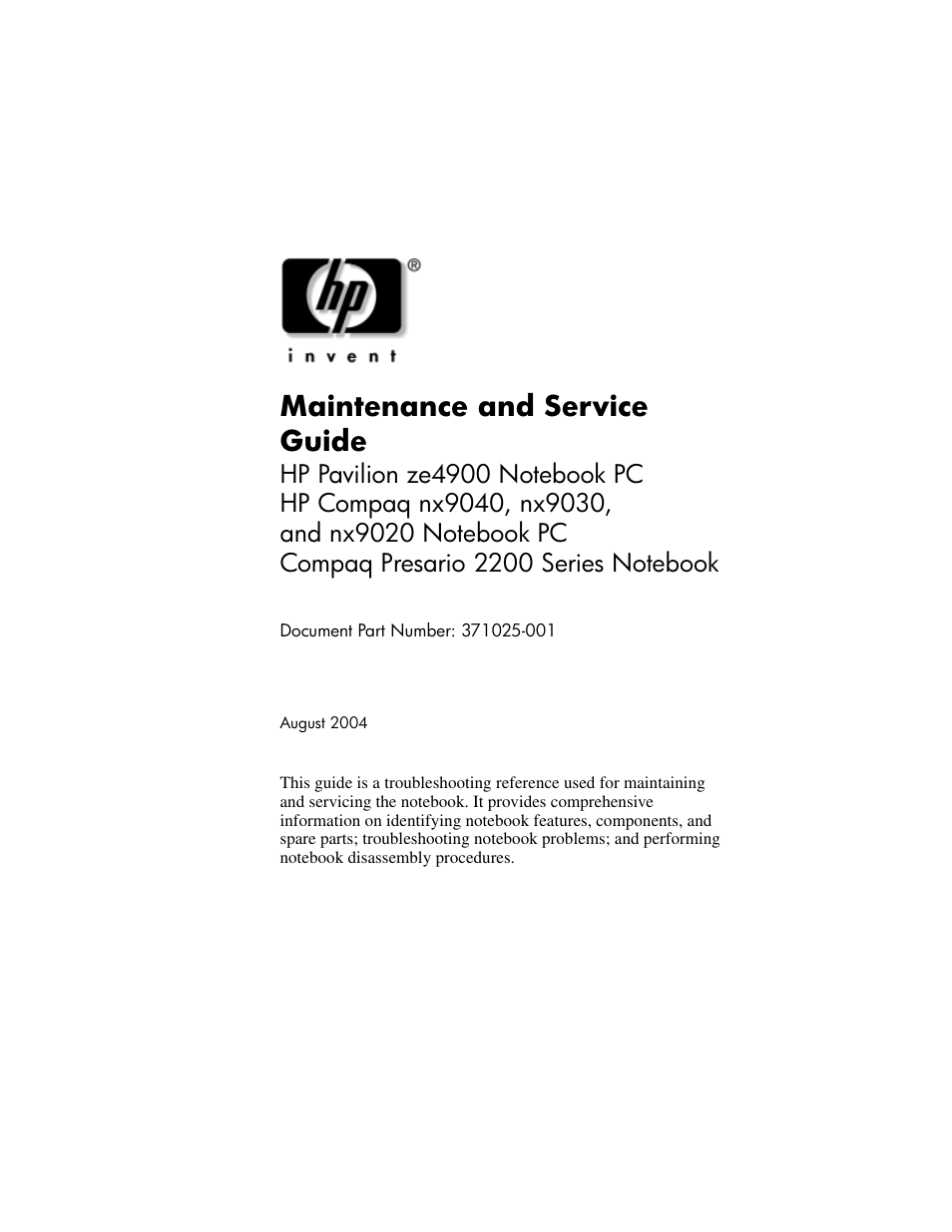 HP ZE4900 User Manual | 182 pages