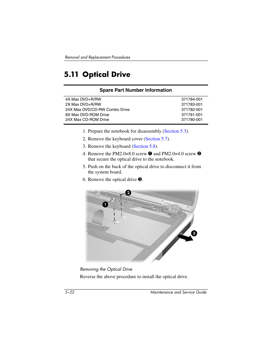 11 optical drive, 11 optical drive –22 | HP ZE4900 User Manual | Page 105 / 182