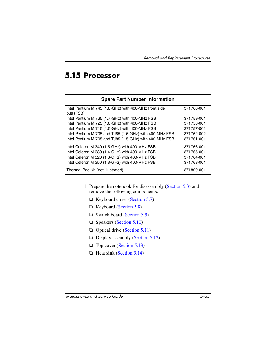 15 processor, 15 processor –33 | HP ZE4900 User Manual | Page 116 / 182