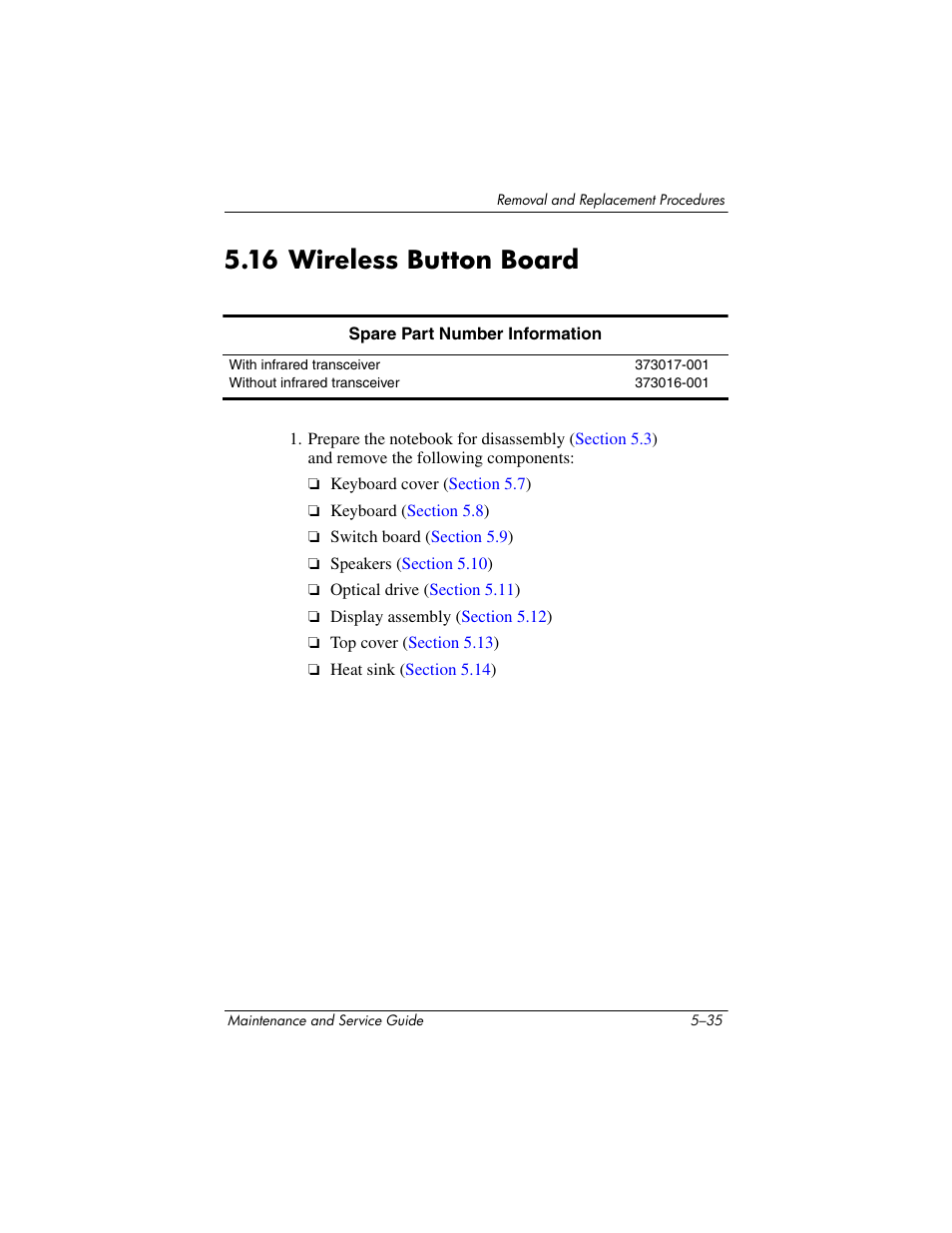 16 wireless button board, 16 wireless button board –35 | HP ZE4900 User Manual | Page 118 / 182