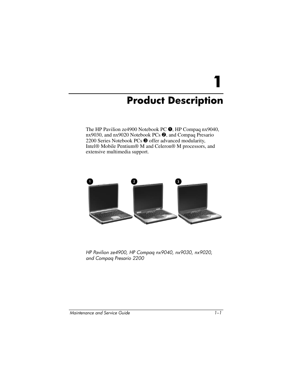 Product description, 1 product description | HP ZE4900 User Manual | Page 6 / 182