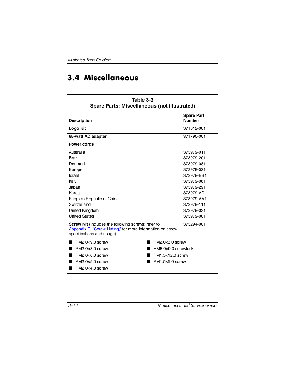 4 miscellaneous, 4 miscellaneous –14 | HP ZE4900 User Manual | Page 76 / 182