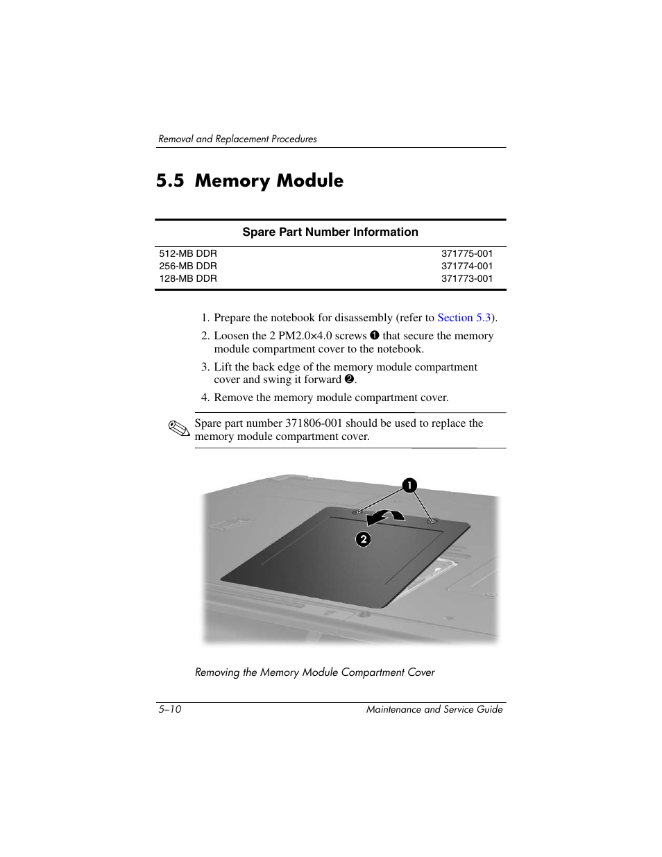 5 memory module, 5 memory module –10 | HP ZE4900 User Manual | Page 93 / 182