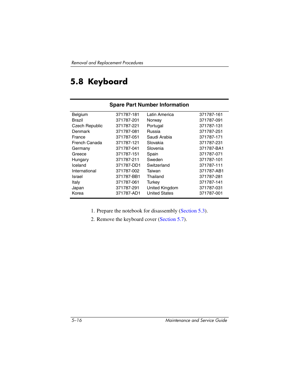 8 keyboard, 8 keyboard –16 | HP ZE4900 User Manual | Page 99 / 182