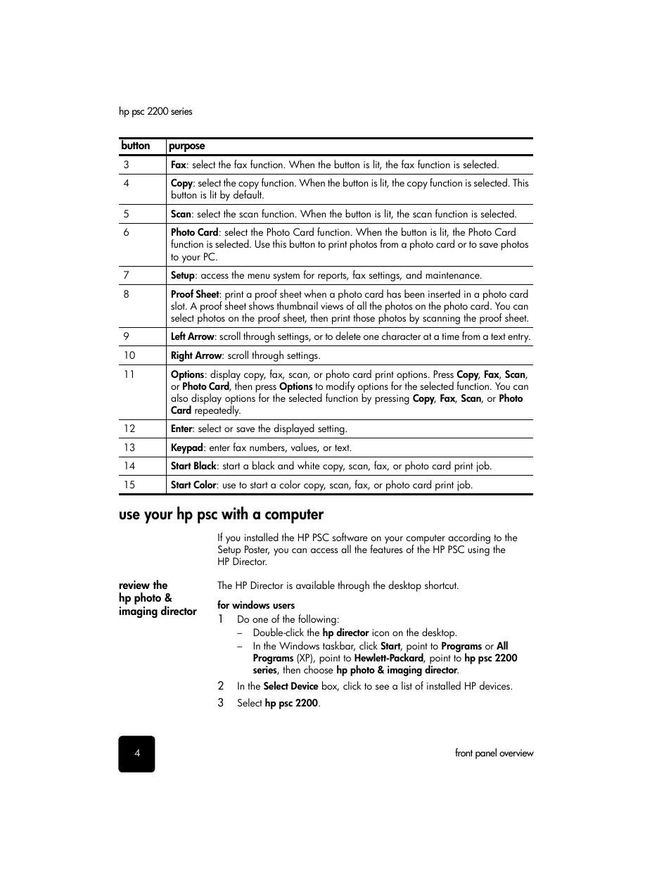 Use your hp psc with a computer | HP 2200 User Manual | Page 10 / 94