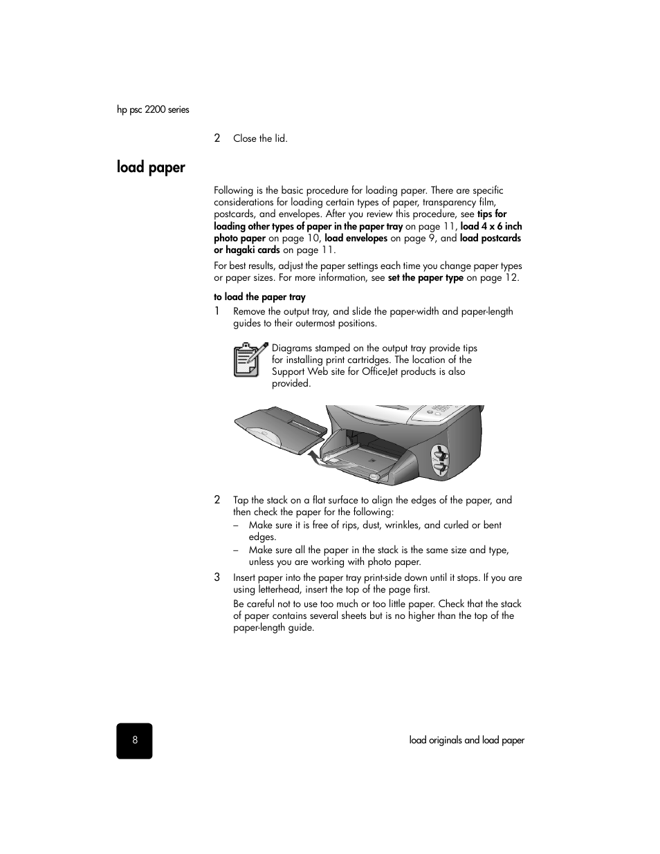 Load paper | HP 2200 User Manual | Page 14 / 94