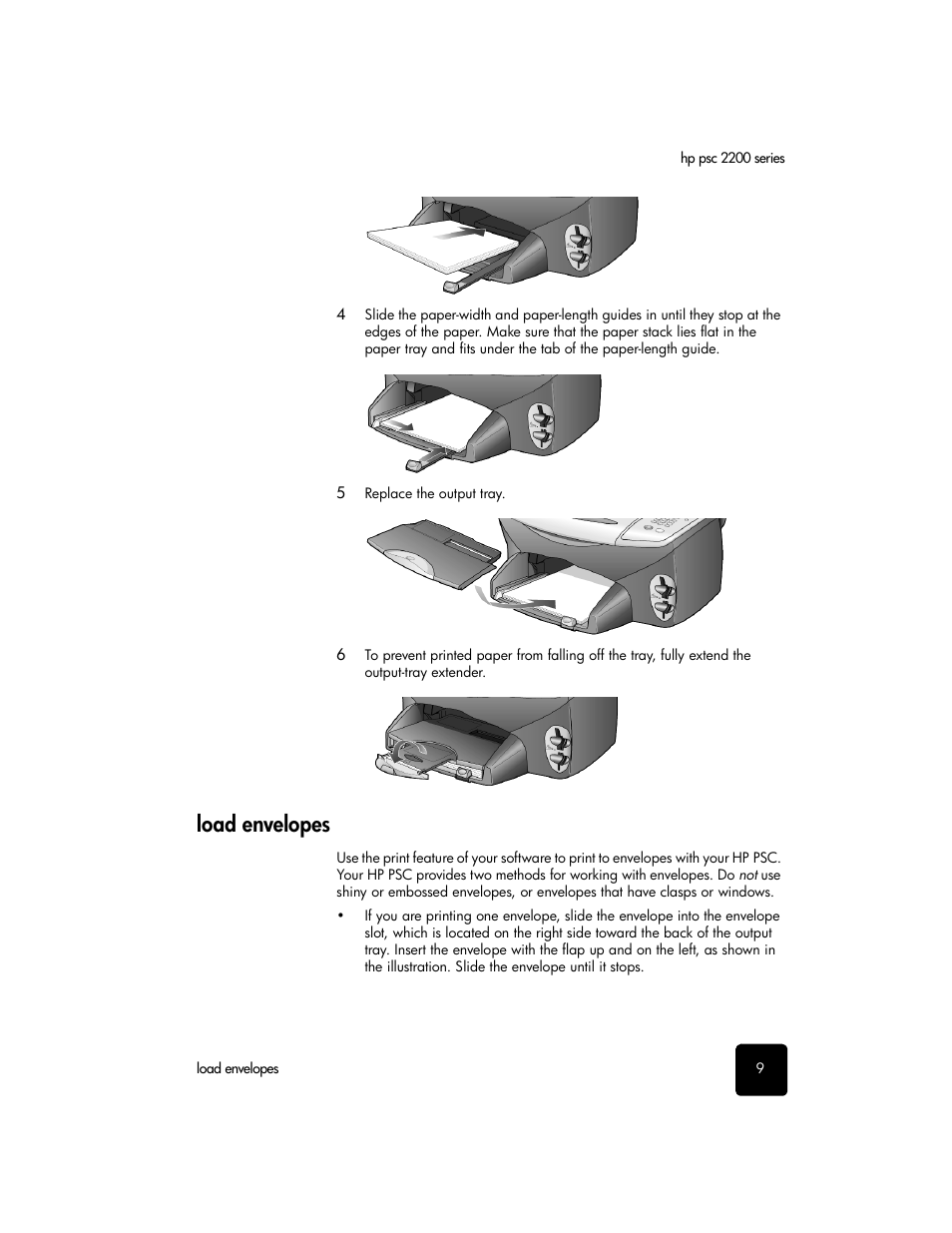 Load envelopes | HP 2200 User Manual | Page 15 / 94