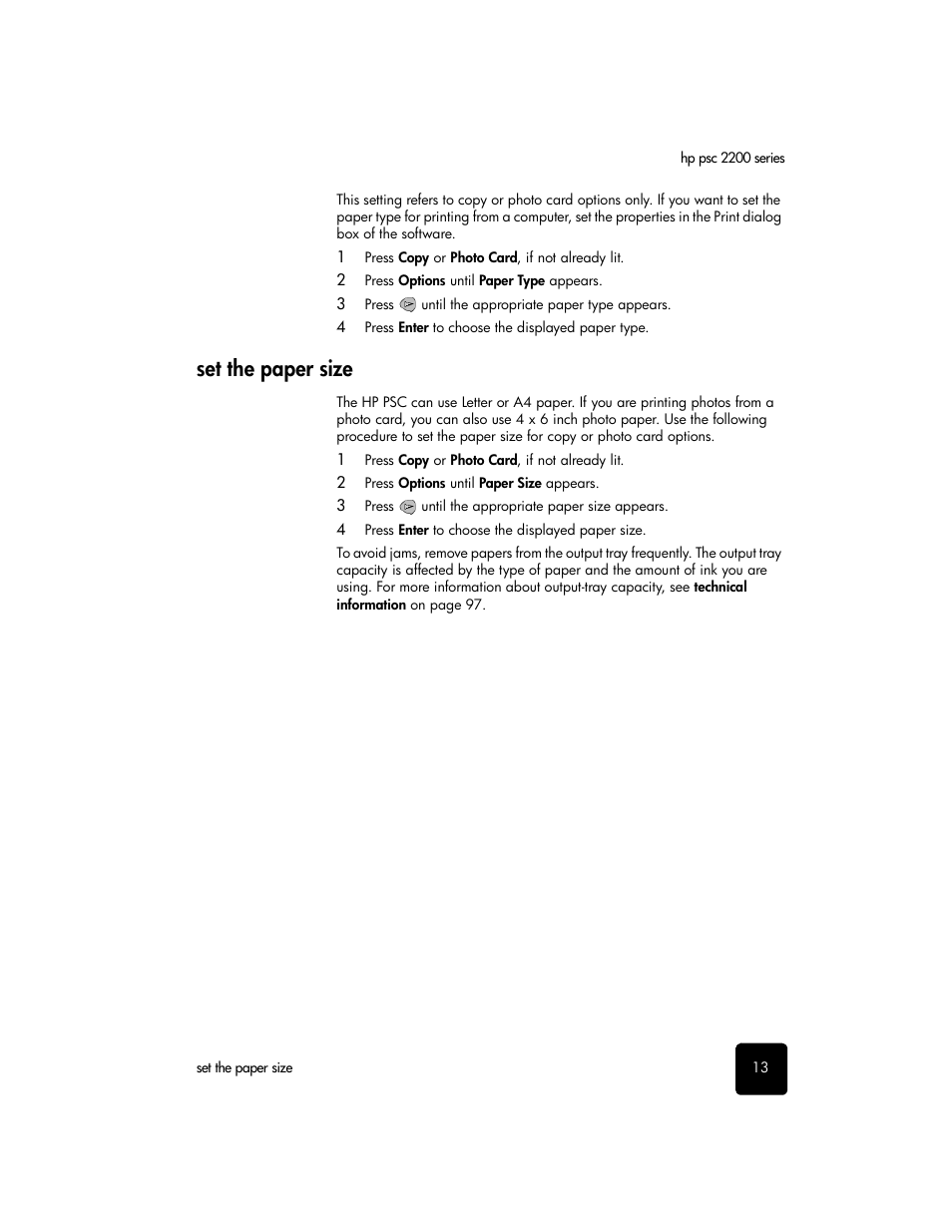 Set the paper size | HP 2200 User Manual | Page 19 / 94