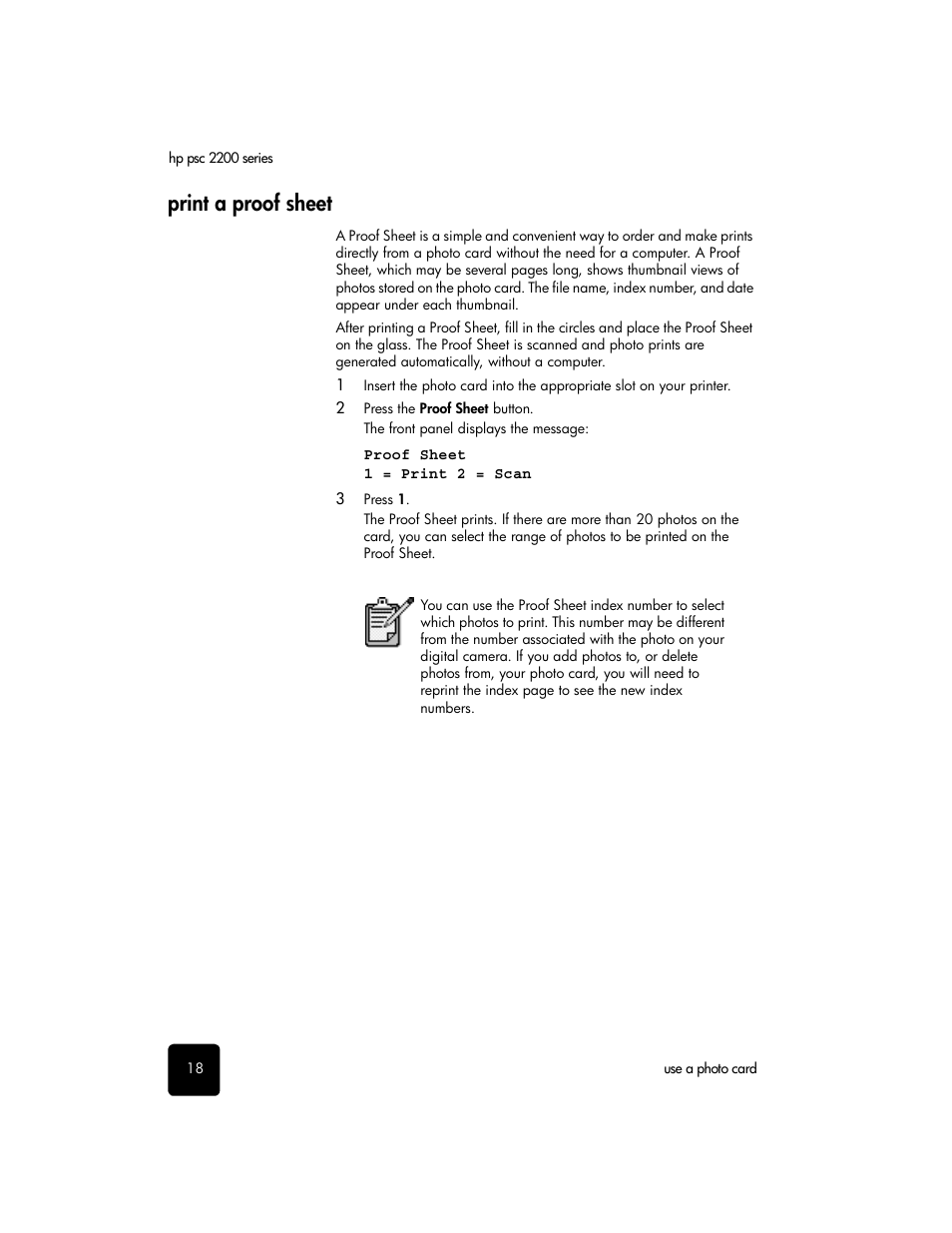 Print a proof sheet | HP 2200 User Manual | Page 24 / 94