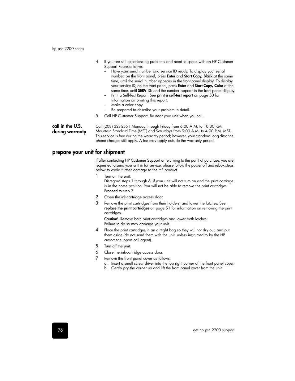 Prepare your unit for shipment | HP 2200 User Manual | Page 82 / 94