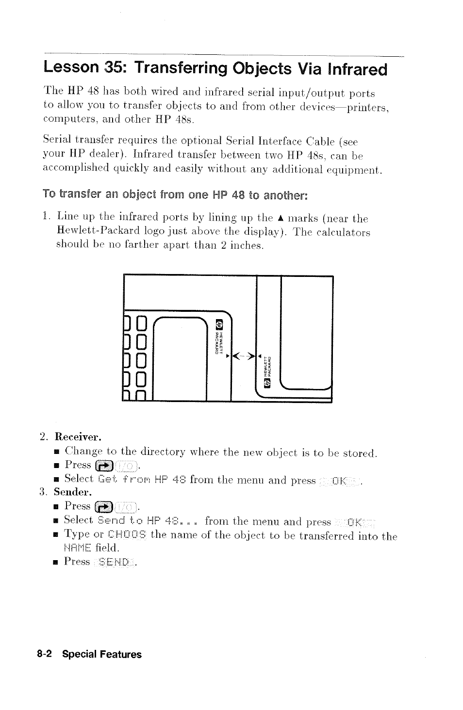 Lesson 35: transferring objects via infrared | HP 48G User Manual | Page 100 / 116