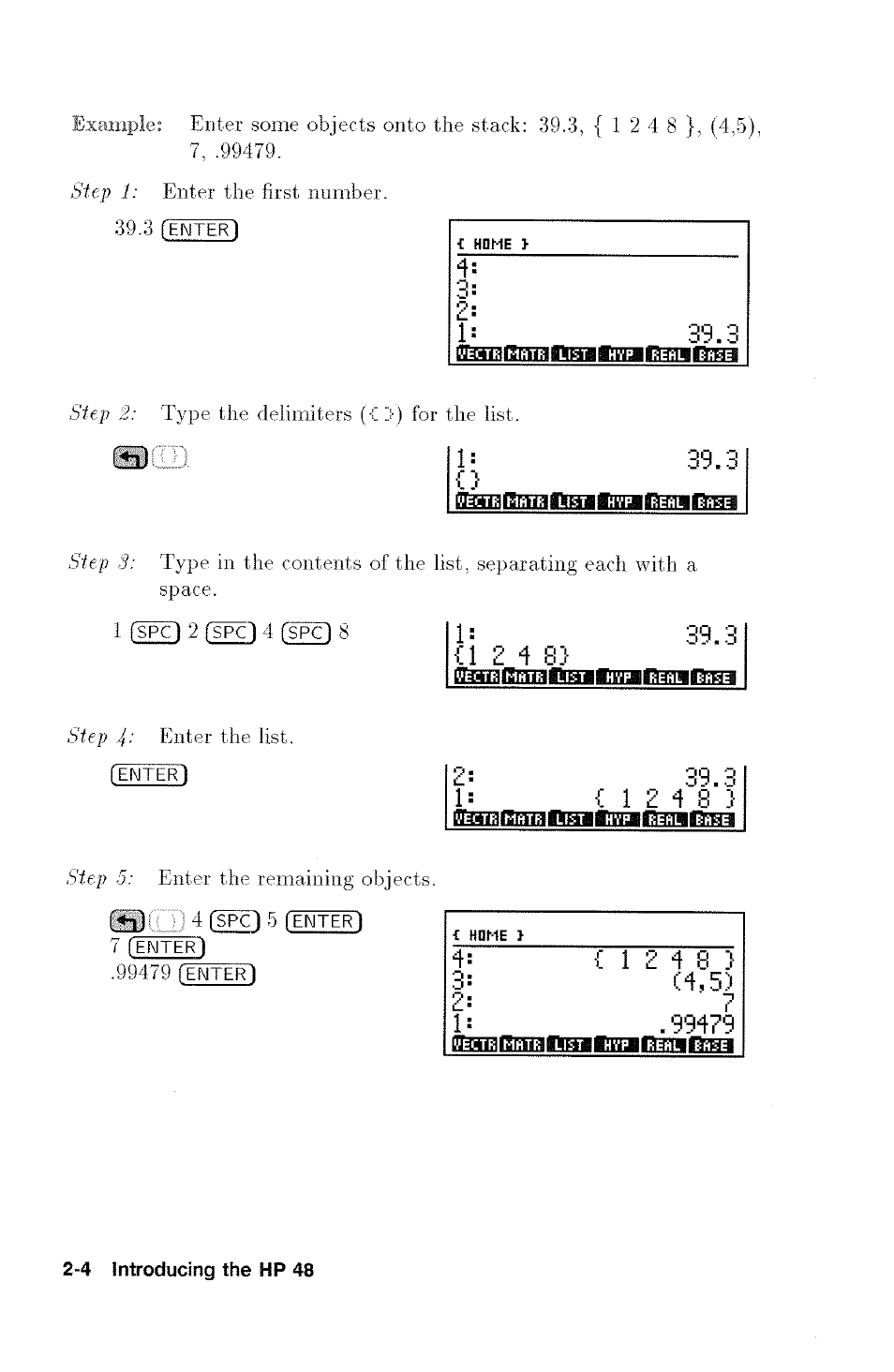 I .99479 | HP 48G User Manual | Page 16 / 116