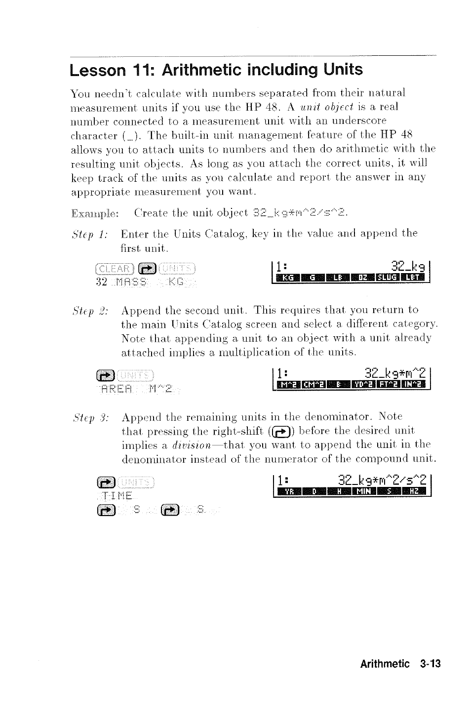 Lesson 11: arithmetic including units, Kiiiiabwaa, Time | 3 z . k s | HP 48G User Manual | Page 41 / 116