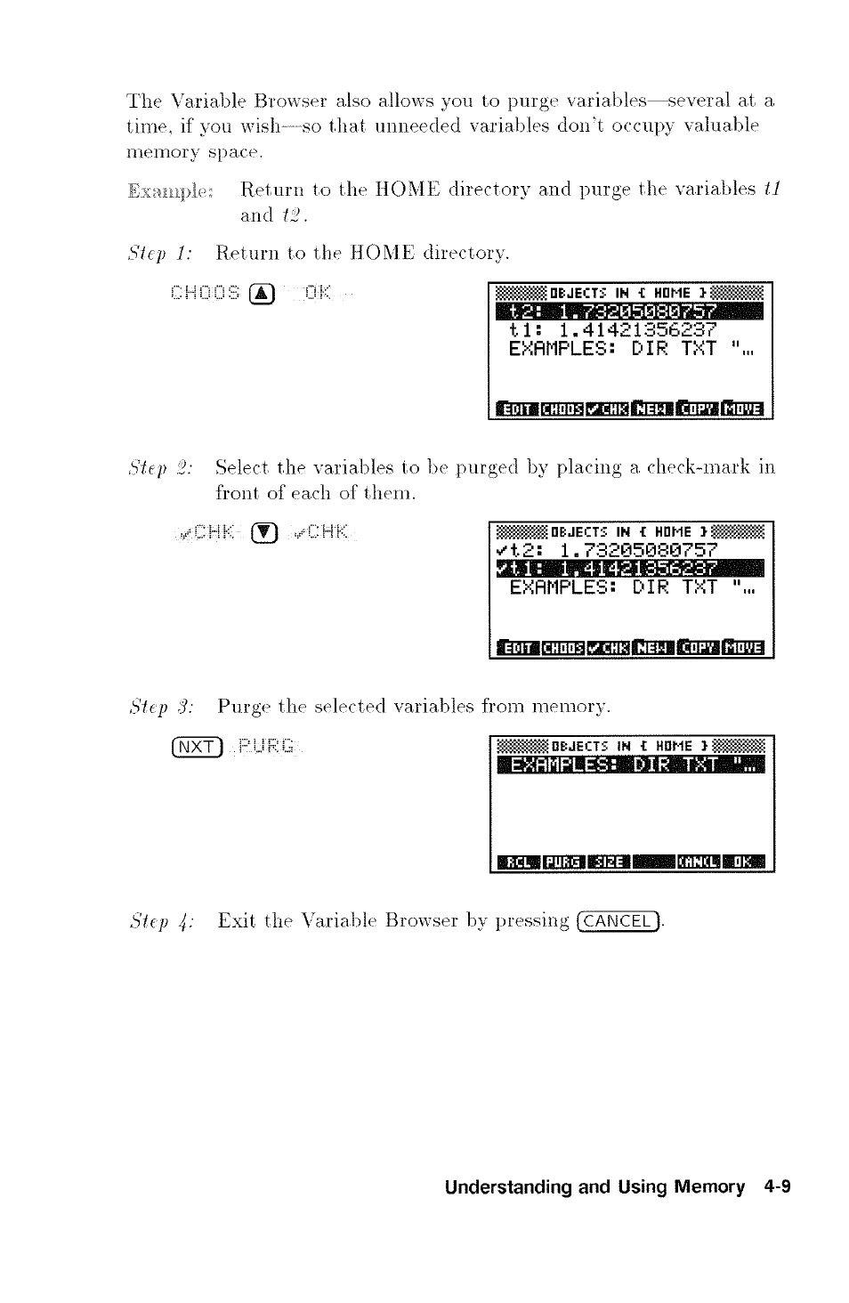T2: 1.73205080757 examples: dir txt | HP 48G User Manual | Page 53 / 116