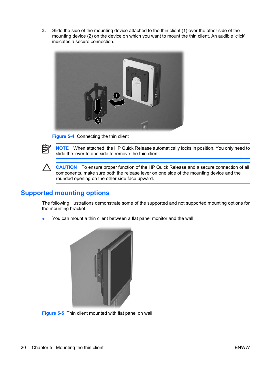 Supported mounting options | HP t5135 User Manual | Page 26 / 34