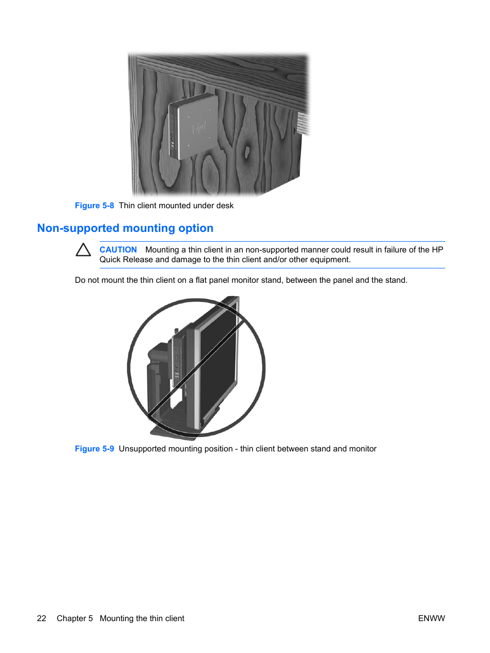 Non-supported mounting option | HP t5135 User Manual | Page 28 / 34