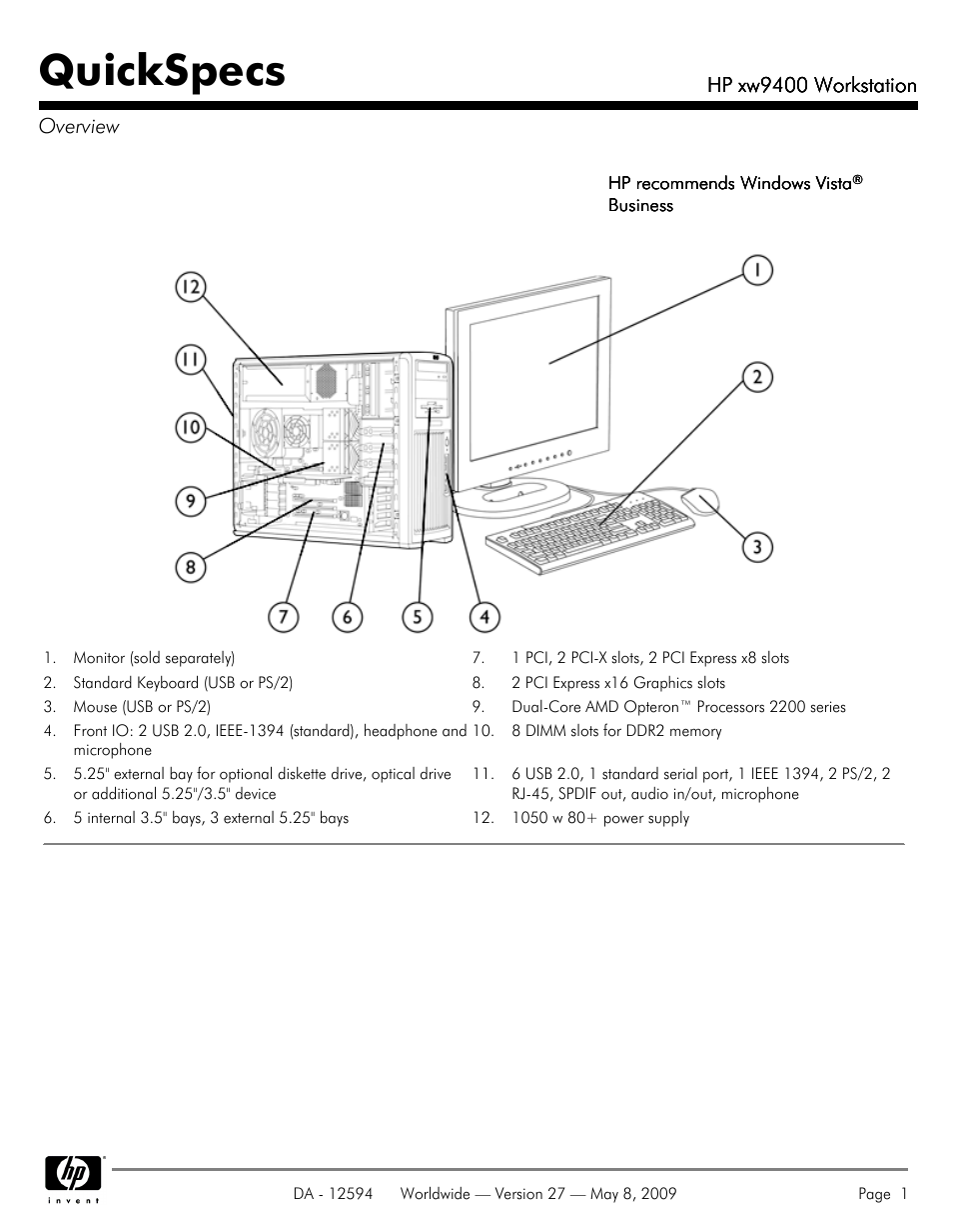 HP XW9400 User Manual | 47 pages