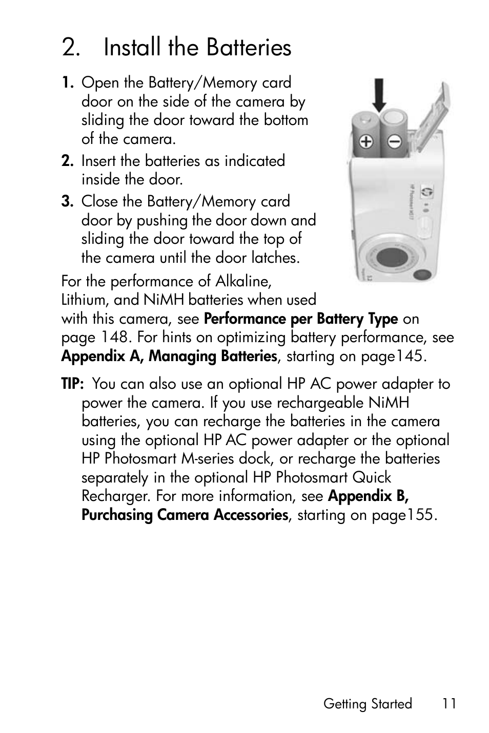 Install the batteries, 2 install the batteries | HP M417/M517 User Manual | Page 11 / 177