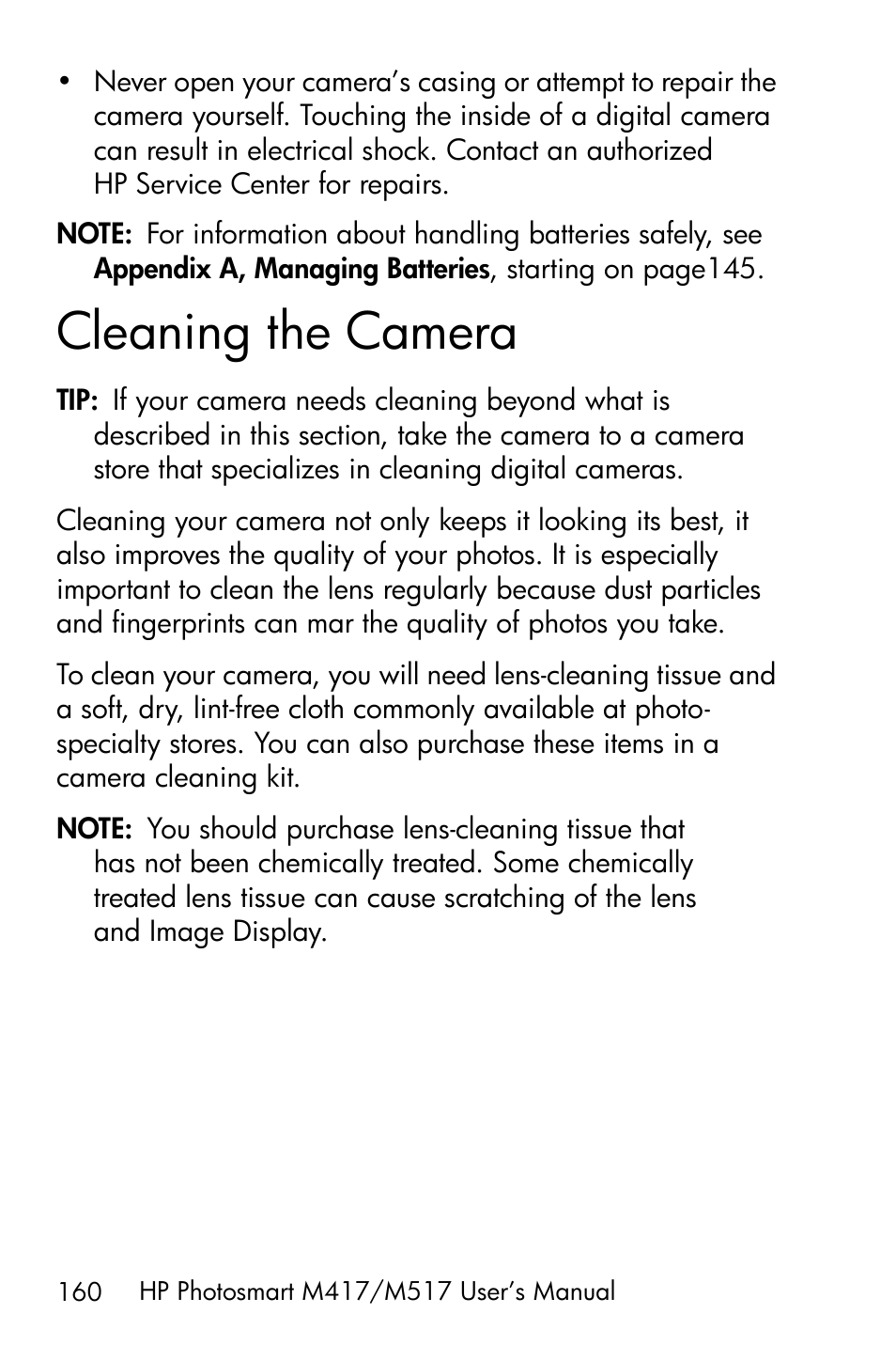 Cleaning the camera | HP M417/M517 User Manual | Page 160 / 177