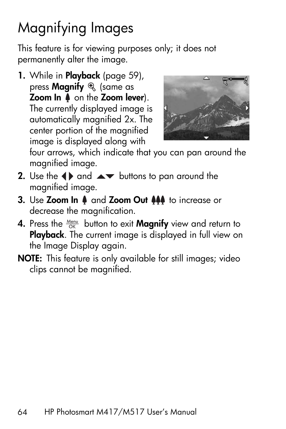 Magnifying images | HP M417/M517 User Manual | Page 64 / 177