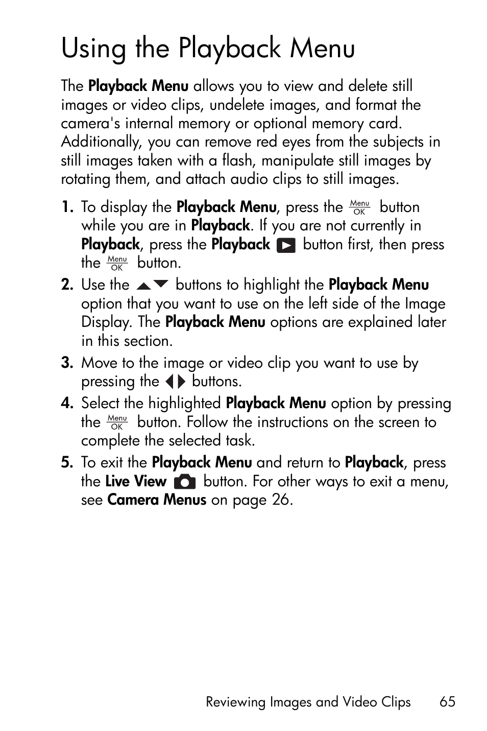 Using the playback menu, See using the | HP M417/M517 User Manual | Page 65 / 177