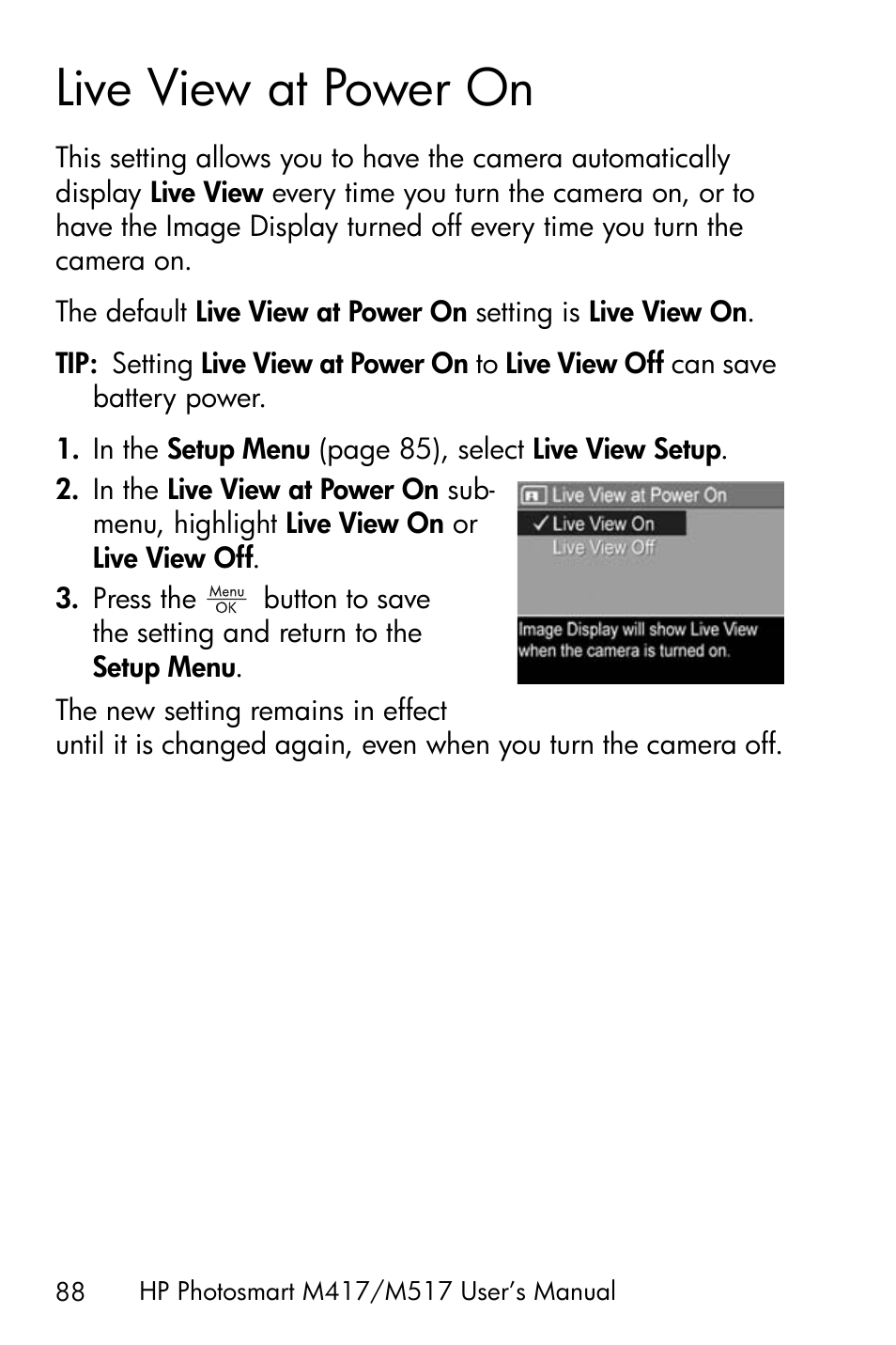Live view at power on | HP M417/M517 User Manual | Page 88 / 177