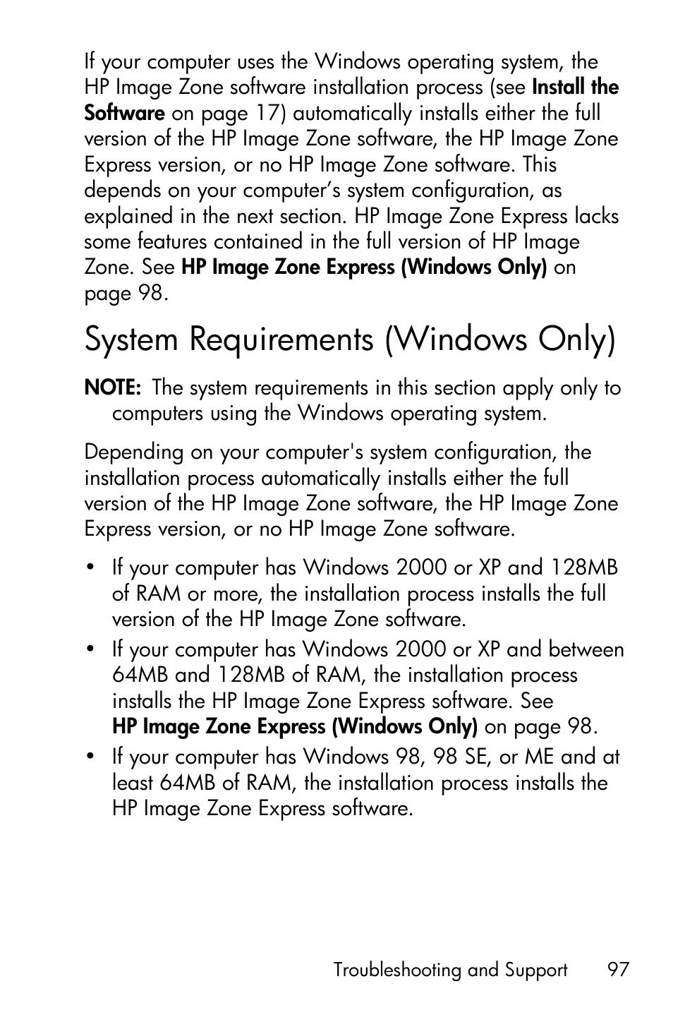 System requirements (windows only), E system requirements (windows only) on | HP M417/M517 User Manual | Page 97 / 177