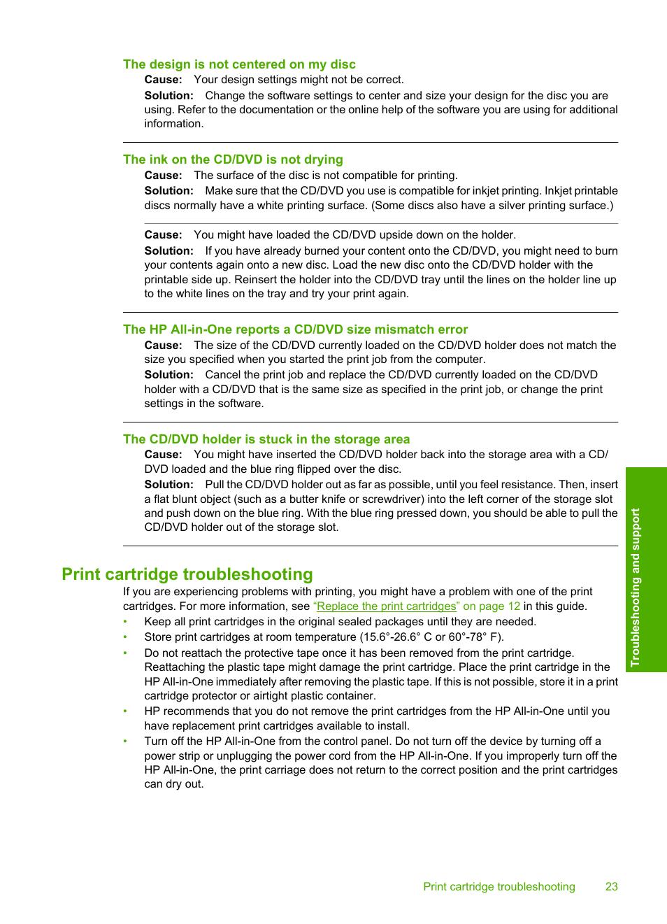 Print cartridge troubleshooting | HP C5200 User Manual | Page 25 / 31