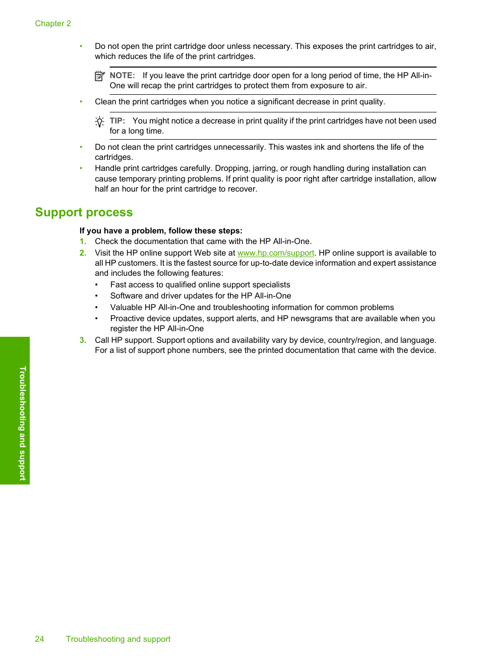 Support process | HP C5200 User Manual | Page 26 / 31