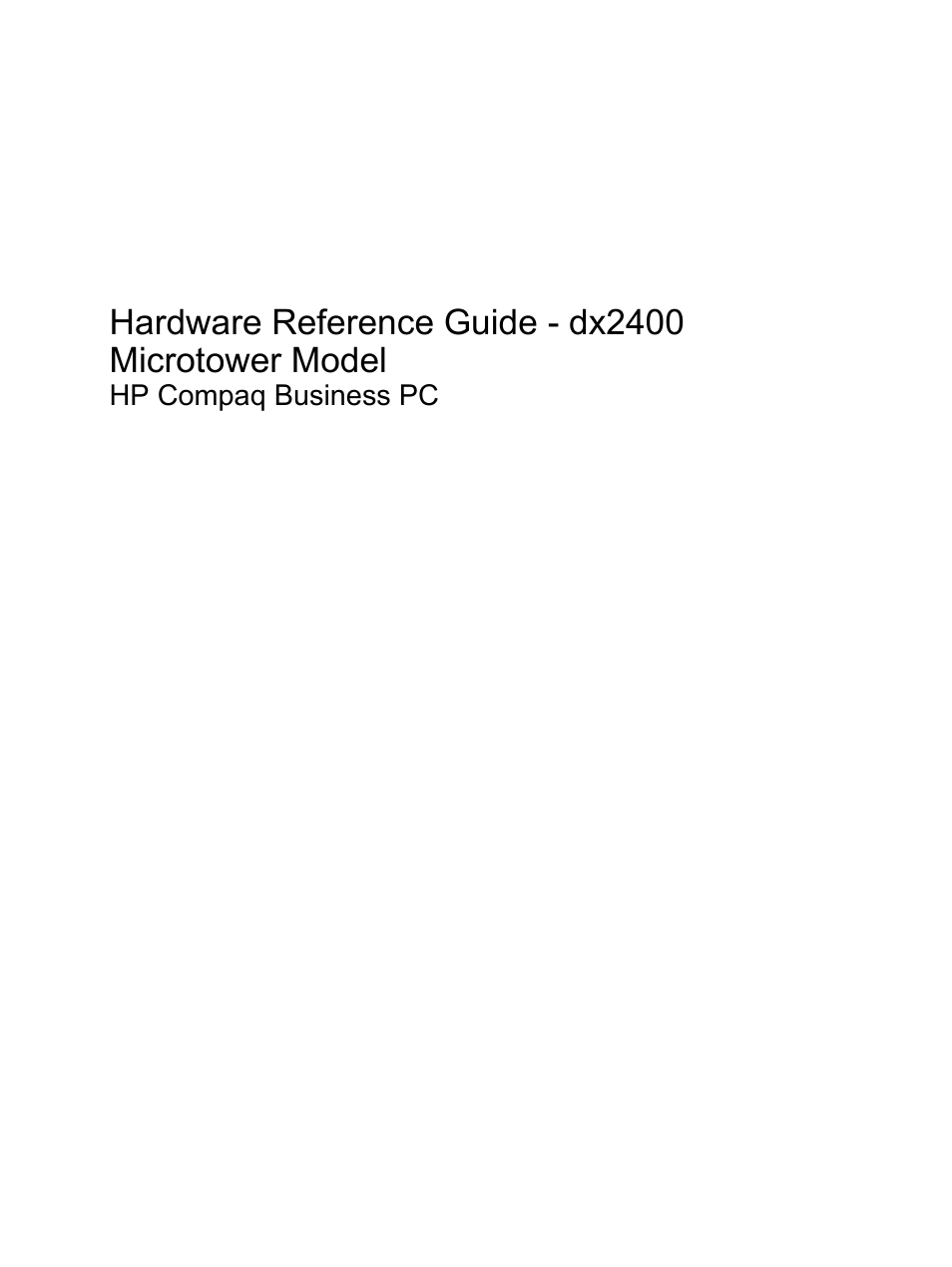 HP DX2400 User Manual | 59 pages