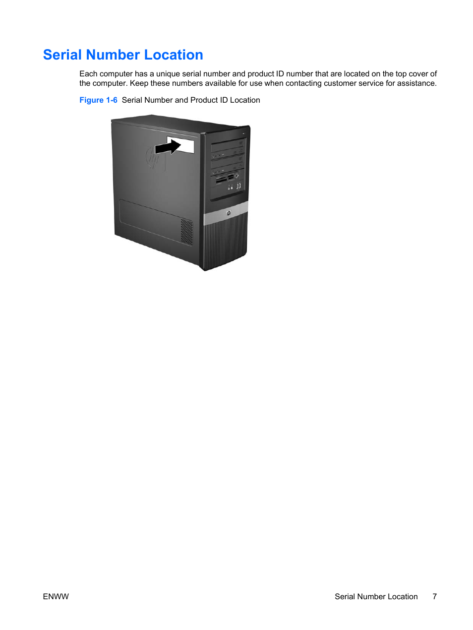 Serial number location | HP DX2400 User Manual | Page 13 / 59