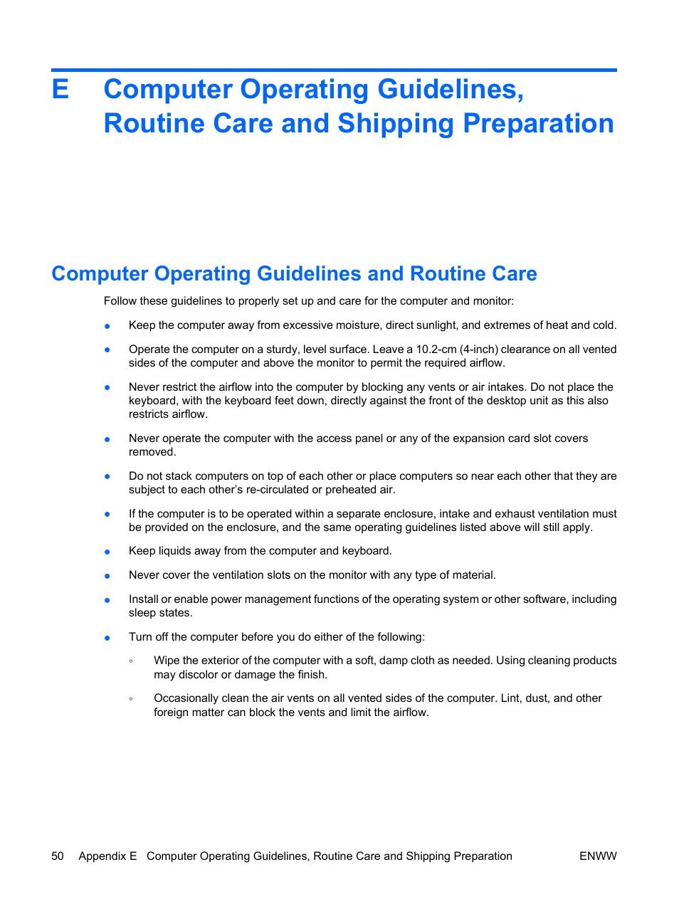 Computer operating guidelines and routine care | HP DX2400 User Manual | Page 56 / 59