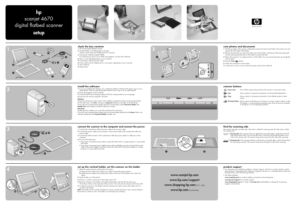 Hp scanjet 4670 digital flatbed scanner setup | HP 4670 User Manual | Page 2 / 2