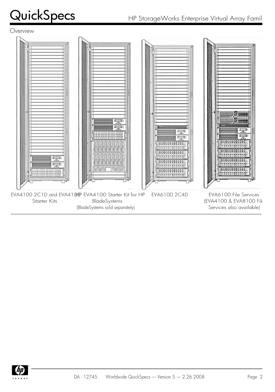 Quickspecs | HP EVA4100 User Manual | Page 2 / 50