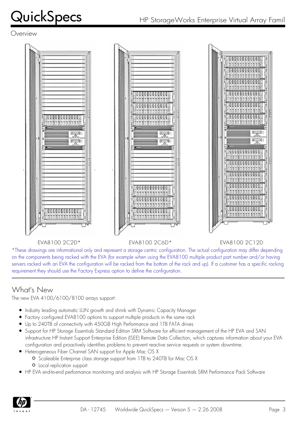 Quickspecs | HP EVA4100 User Manual | Page 3 / 50