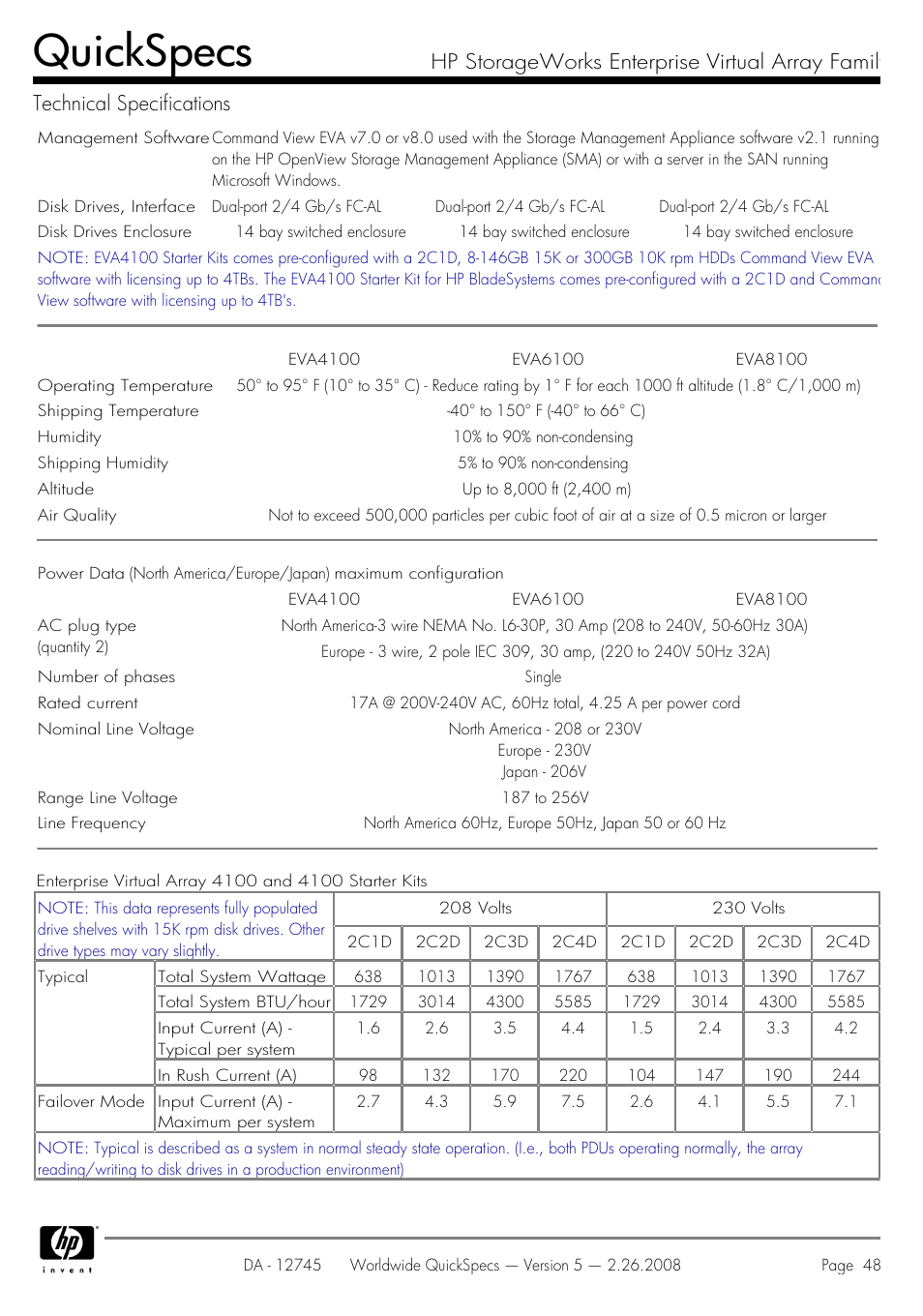 Quickspecs | HP EVA4100 User Manual | Page 48 / 50